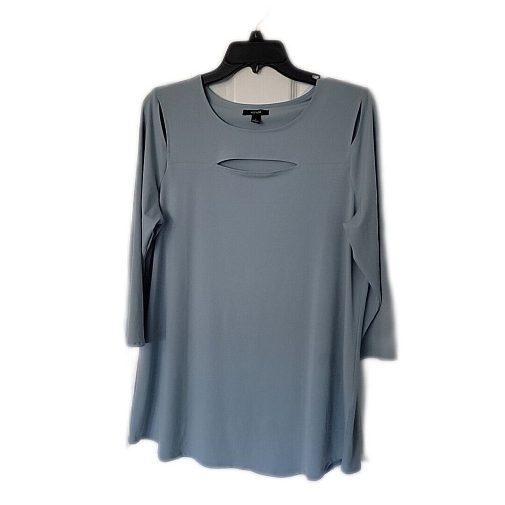 Alfani Classy Shirt Blouse ~ Sz L ~ Light Blue ~ Long Sleeve